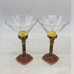 Saint Jeweled Martini Glass with Swarovski Crystals & Enamel Flower Stem